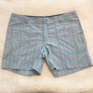 Columbia Omni-Shade Shorts Reg Fit Plaid Flat Front Multicolor Pocket Sh…